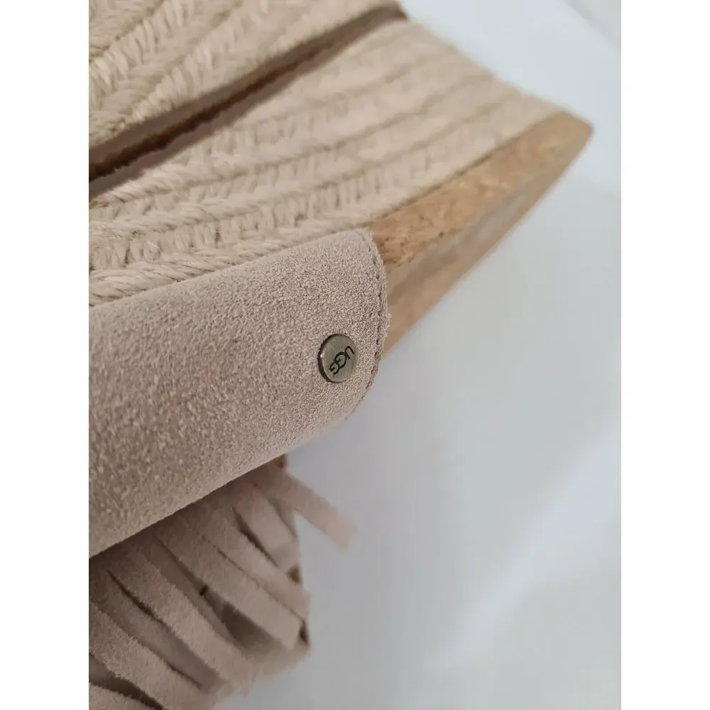 Ugg Danes Fringe Suede Espadrille Wedge‎ Sandal Size 11